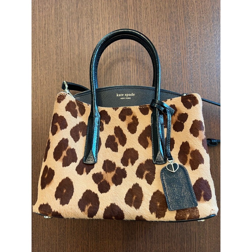 Kate Spade Medium Margaux Leopard Print leather convertible satchel